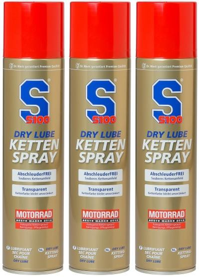 S100 Dry Lube Kettenspray 3x 400 Milliliter