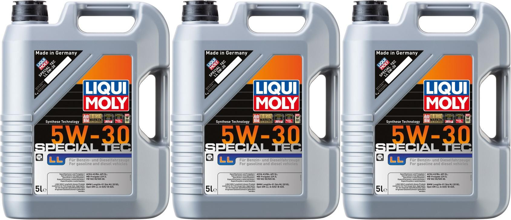 Liqui Moly 1193 Special Tec LL 5W-30 Motoröl 3x 5 = 15 Liter