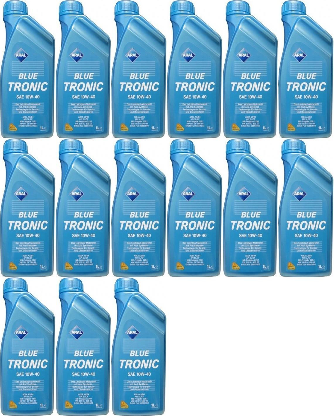 Aral Blue Tronic 10W-40 Diesel & Benziner Motoröliter 15x 1l = 15 Liter