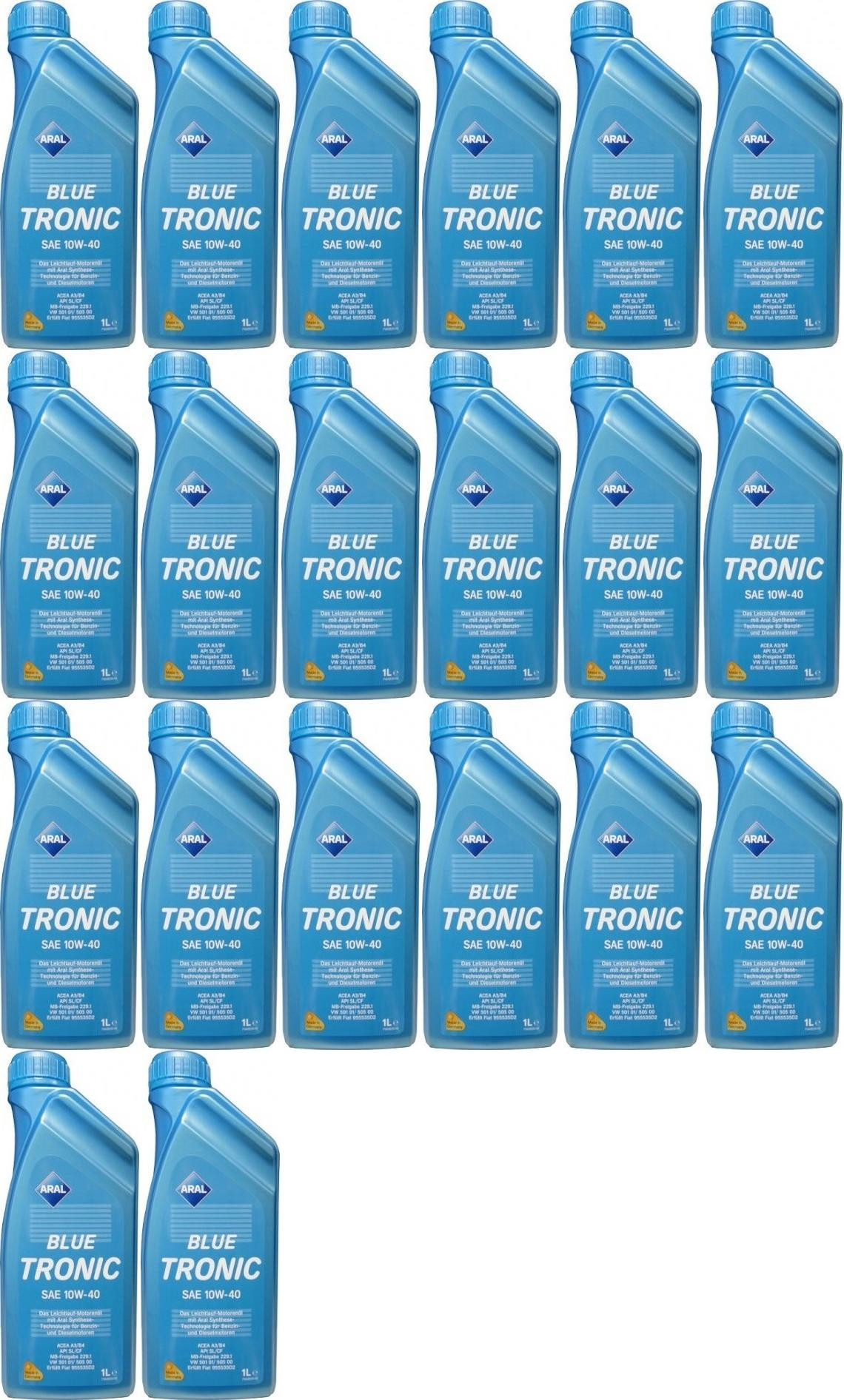 Aral Blue Tronic 10W-40 Diesel & Benziner Motoröliter 20x 1l = 20 Liter