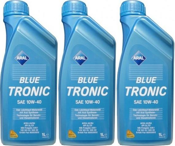 Aral Blue Tronic 10W-40 Diesel & Benziner Motoröliter 3x 1l = 3 Liter