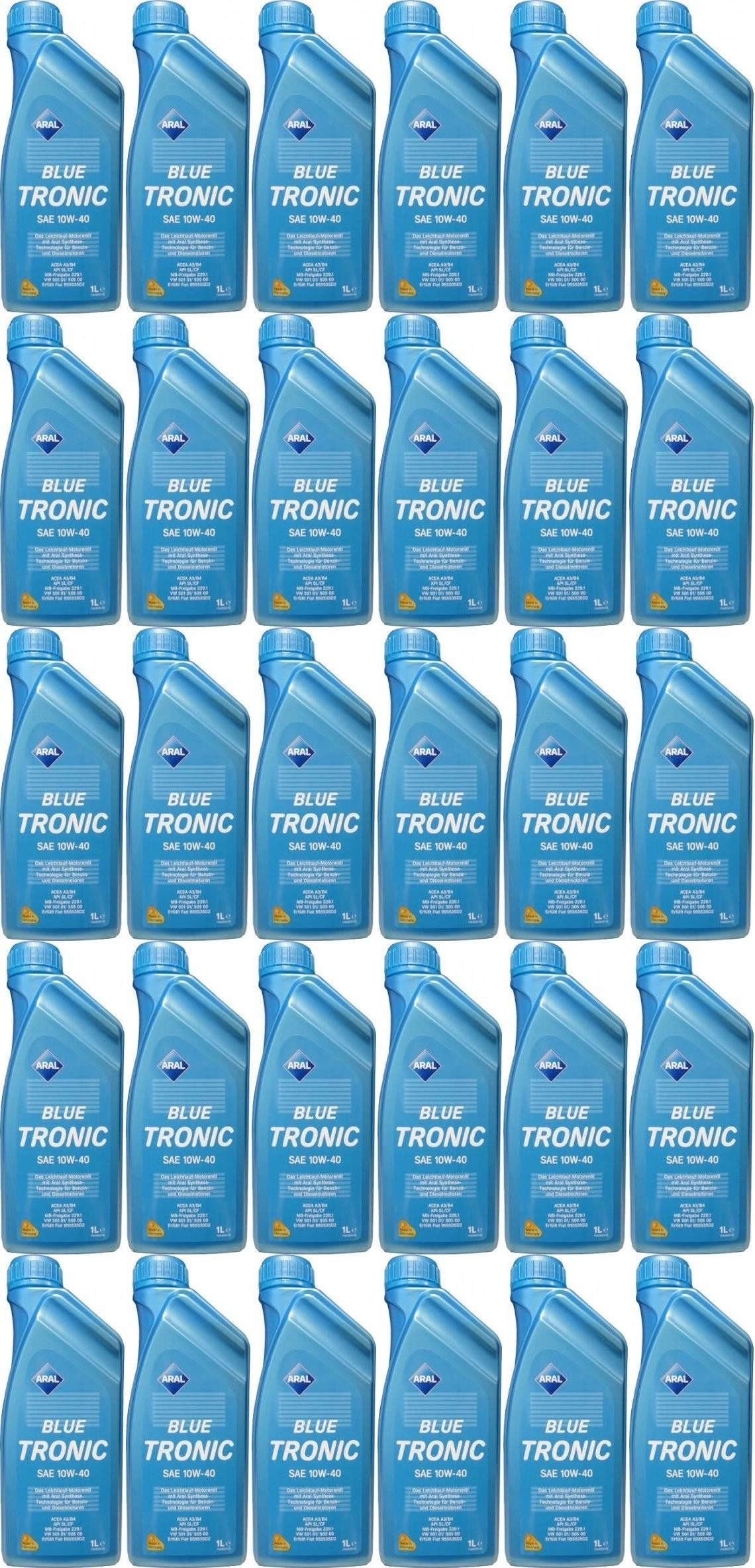 Aral Blue Tronic 10W-40 Diesel & Benziner Motoröliter 30x 1l = 30 Liter