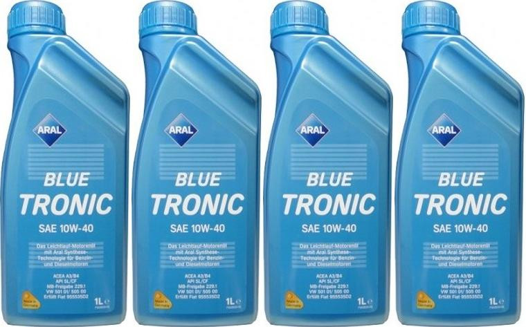 Aral Blue Tronic 10W-40 Diesel & Benziner Motoröliter 4x 1l = 4 Liter