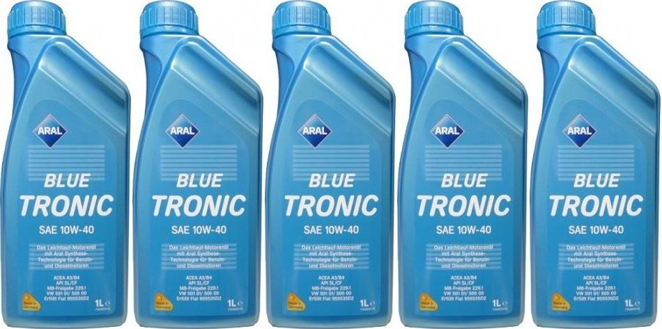 Aral Blue Tronic 10W-40 Diesel & Benziner Motoröliter 5x 1l = 5 Liter