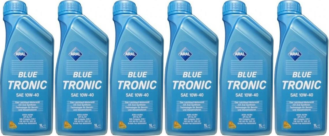 Aral Blue Tronic 10W-40 Diesel & Benziner Motoröliter 6x 1l = 6 Liter