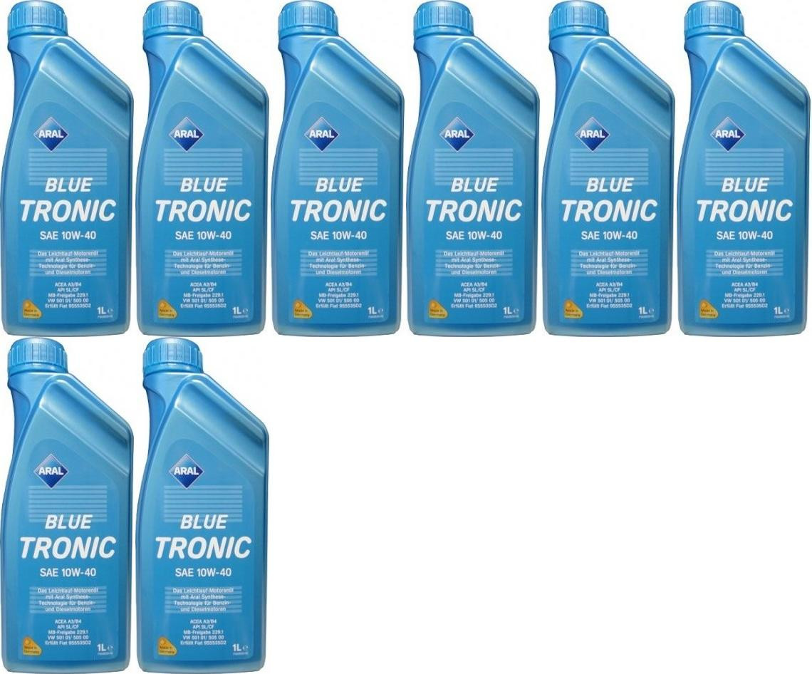 Aral Blue Tronic 10W-40 Diesel & Benziner Motoröliter 8x 1l = 8 Liter