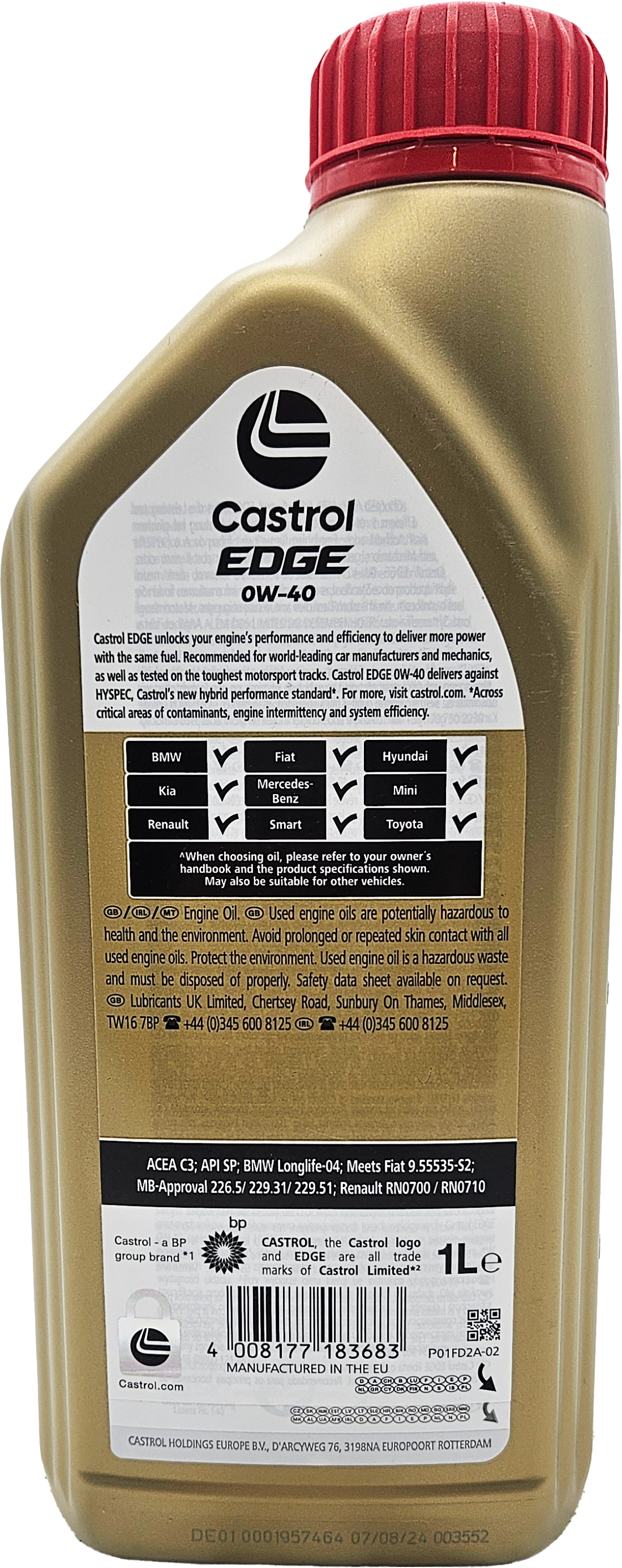 Castrol Edge Fluid Titanium 0W-40 Motoröl 1l Flasche (ex. FST)