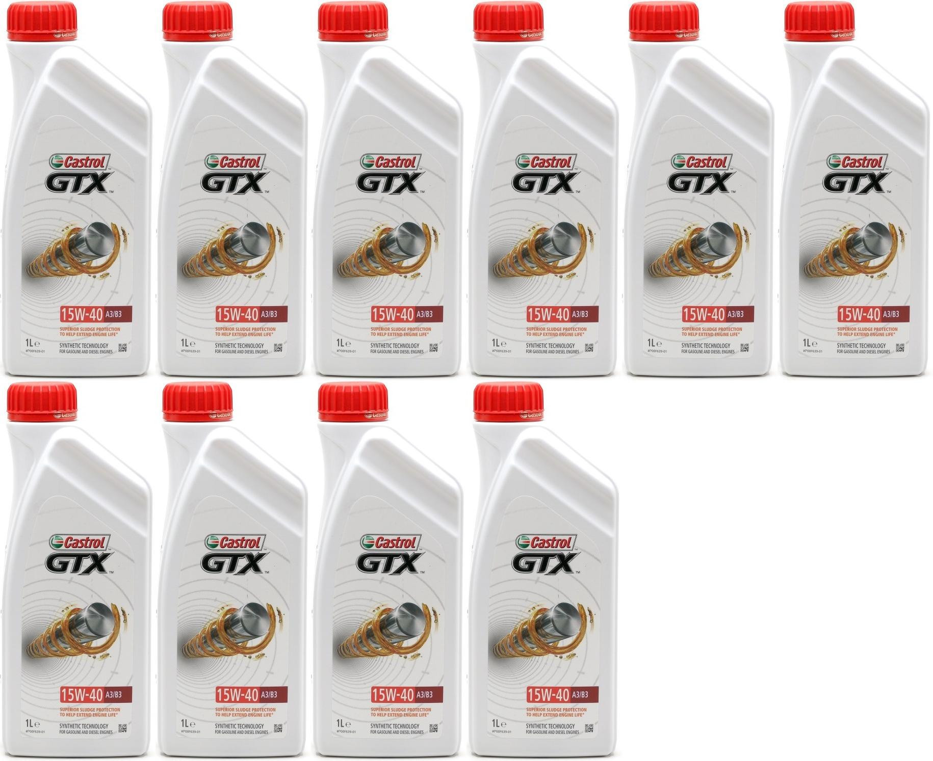 Castrol GTX 15W-40 A3/B3 Motoröl 10x 1l = 10 Liter
