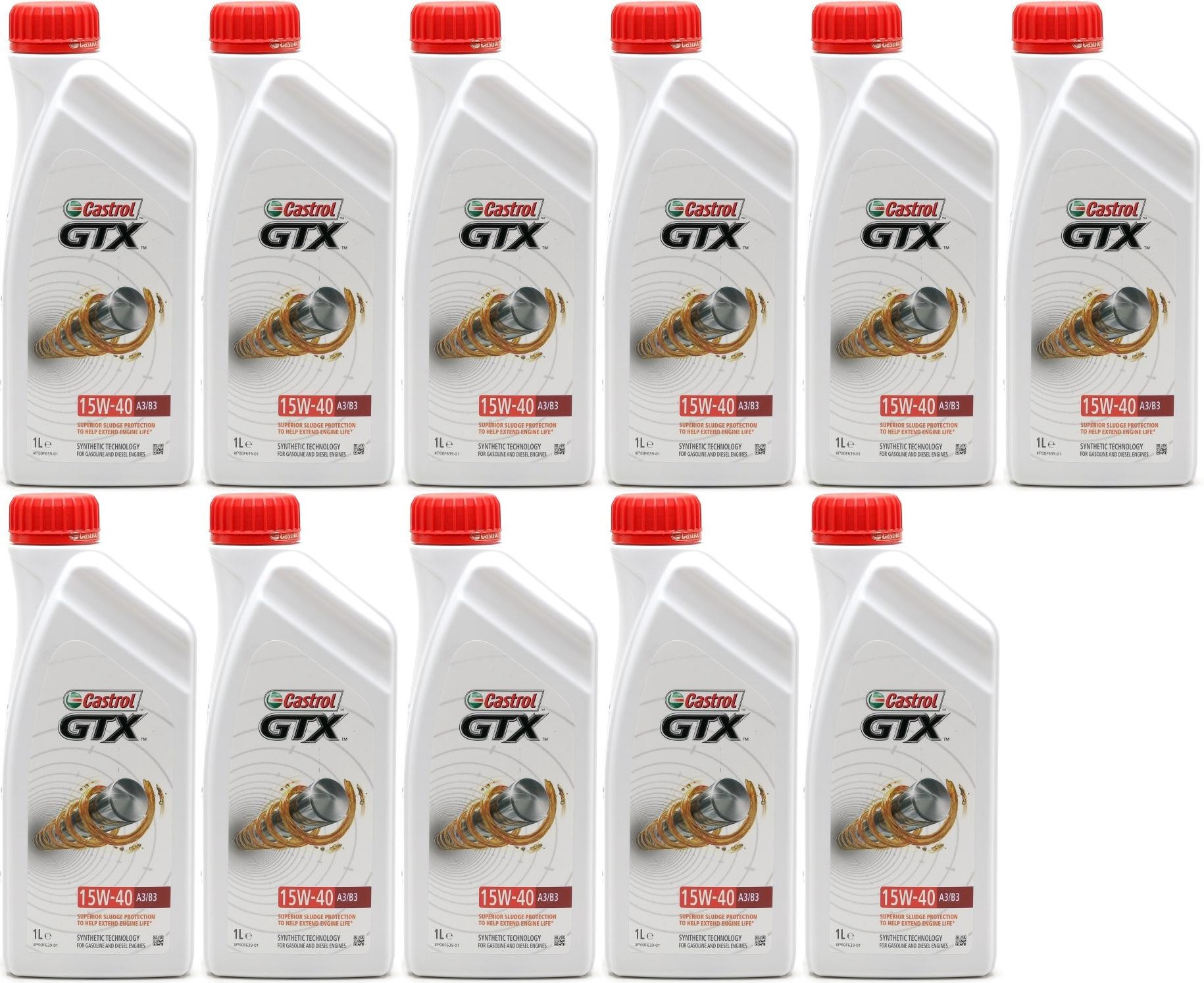 Castrol GTX 15W-40 A3/B3 Motoröl 11x 1l = 11 Liter