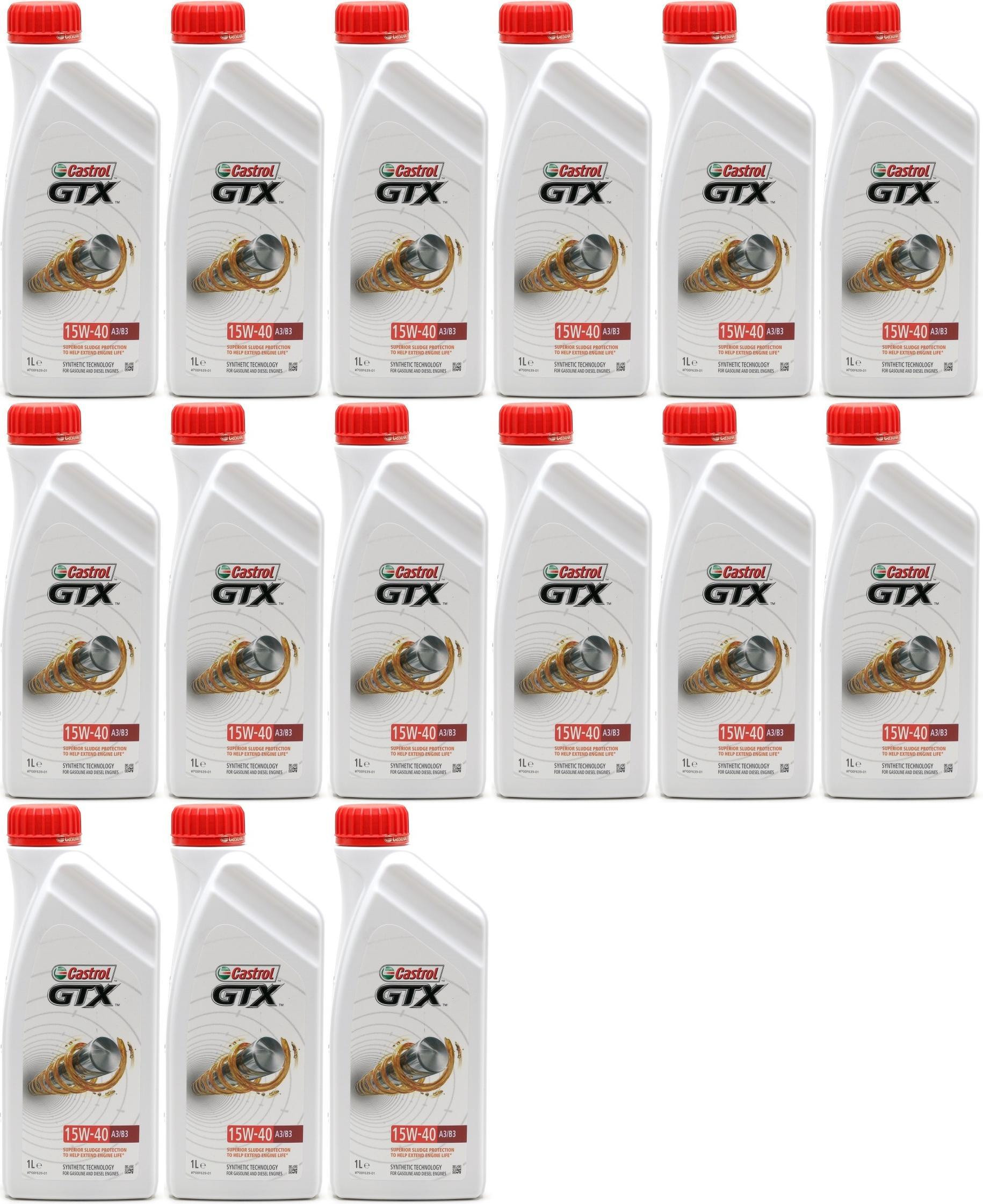 Castrol GTX 15W-40 A3/B3 Motoröl 15x 1l = 15 Liter
