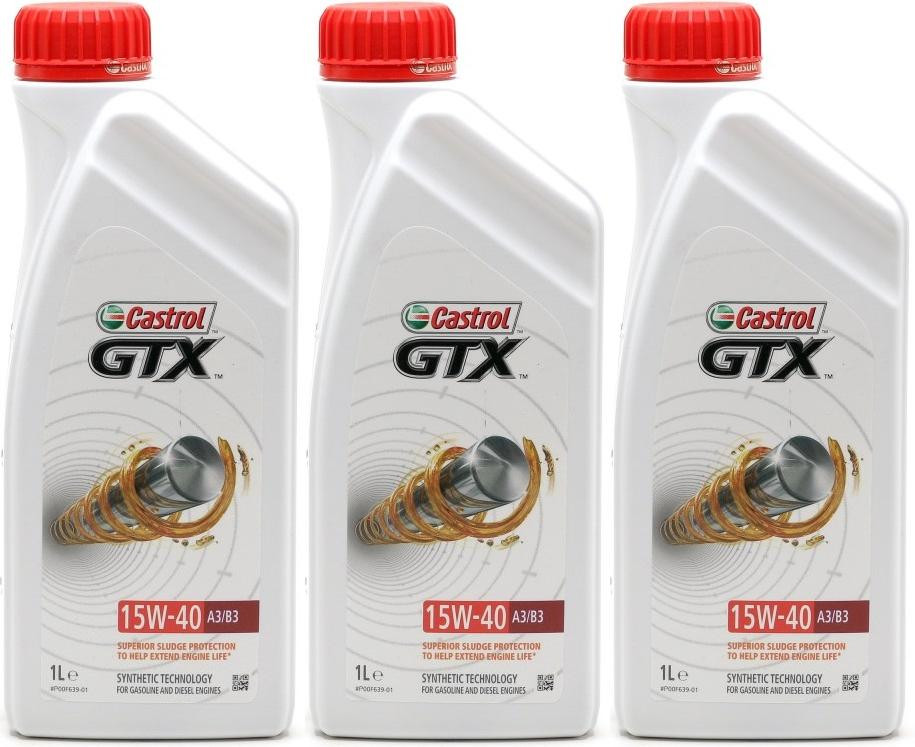 Castrol GTX 15W-40 A3/B3 Motoröl 3x 1l = 3 Liter