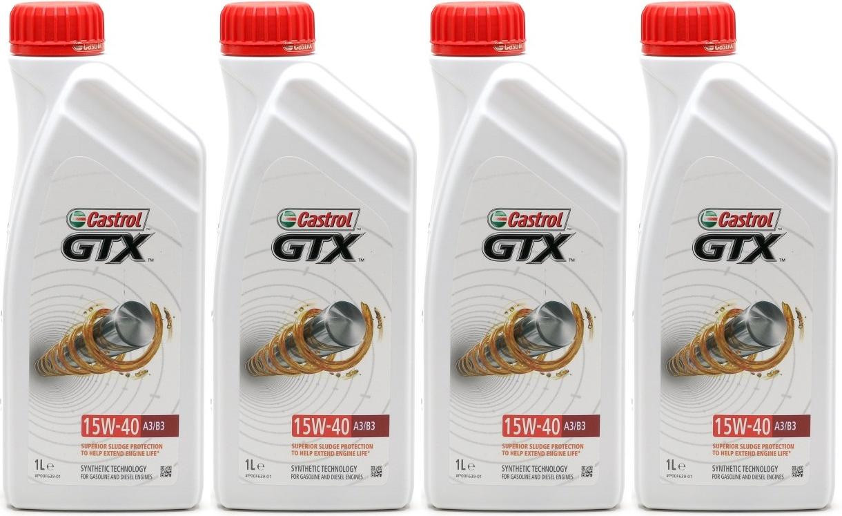 Castrol GTX 15W-40 A3/B3 Motoröl 4x 1l = 4 Liter