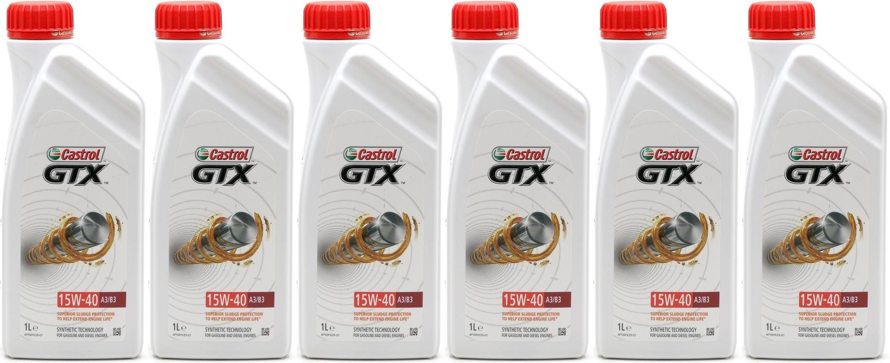 Castrol GTX 15W-40 A3/B3 Motoröl 6x 1l = 6 Liter