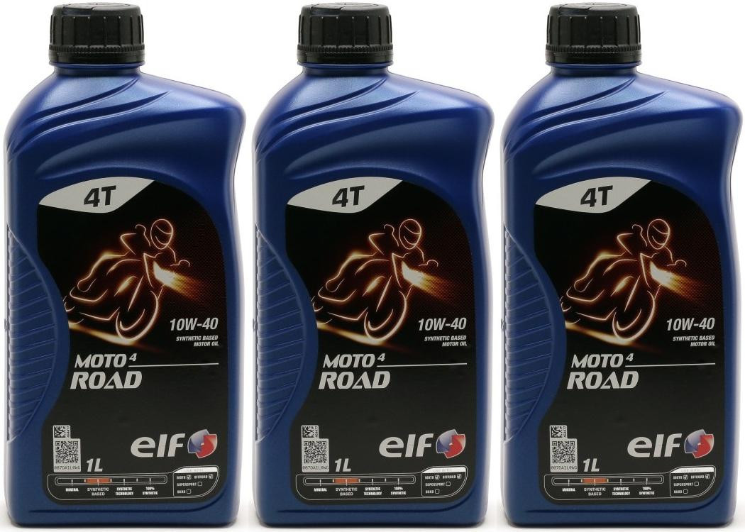 Elf Moto 4 Road SAE 10W-40 4T Motorrad Motoröl 3x 1l = 3 Liter