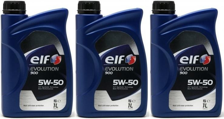 Elf Evolution 900 5W-50 Motoröl 3x 1l = 3 Liter