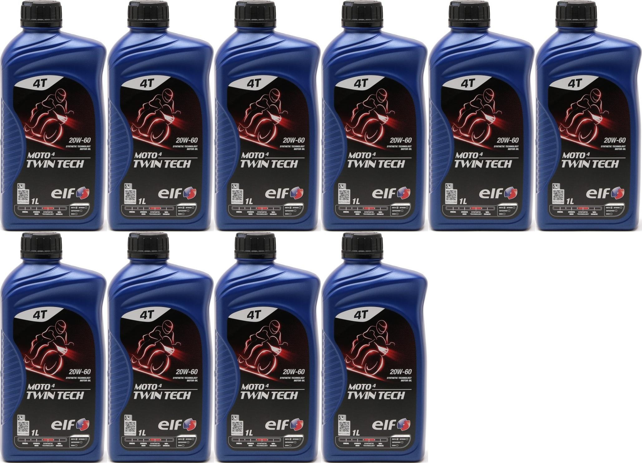 Elf Moto 4 Twin Tech 20W-60 4T Motorrad Motoröl 10x 1l = 10 Liter