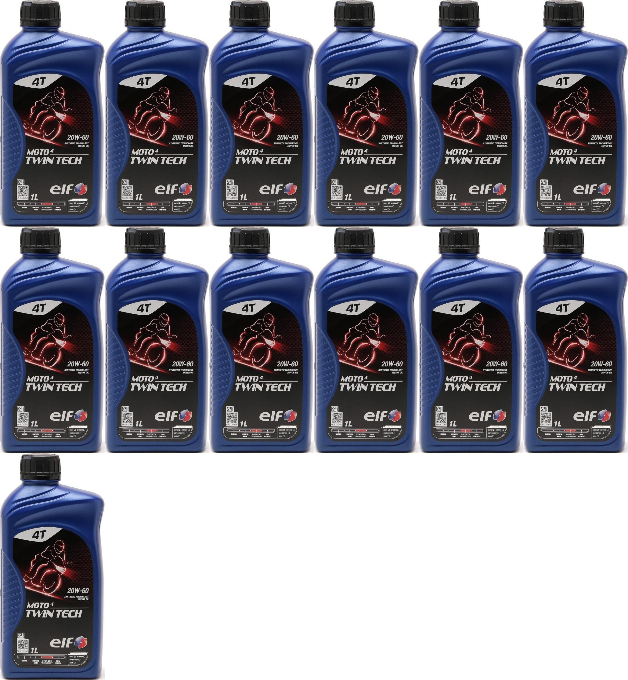 Elf Moto 4 Twin Tech 20W-60 4T Motorrad Motoröl 13x 1l = 13 Liter