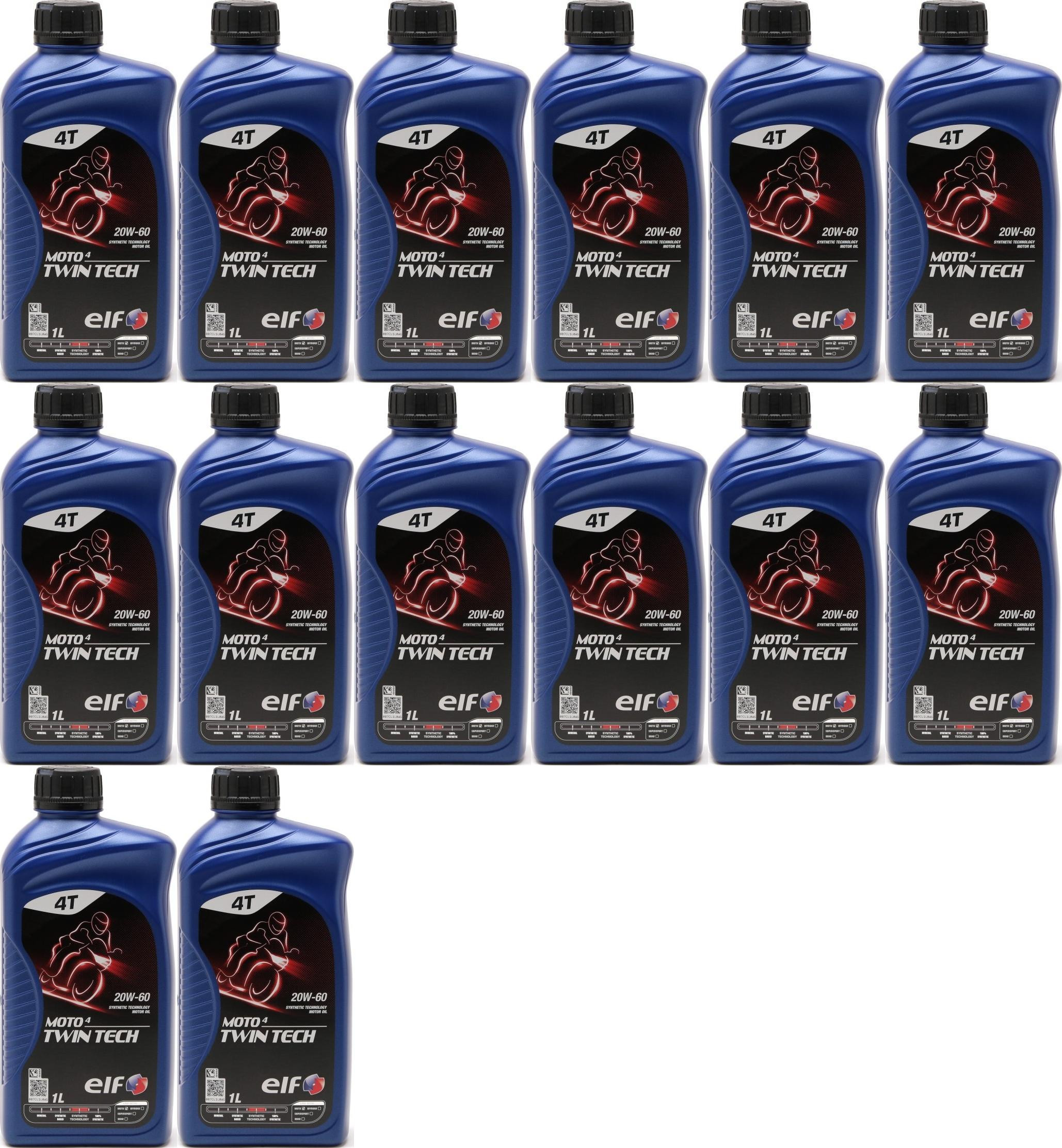 Elf Moto 4 Twin Tech 20W-60 4T Motorrad Motoröl 14x 1l = 14 Liter