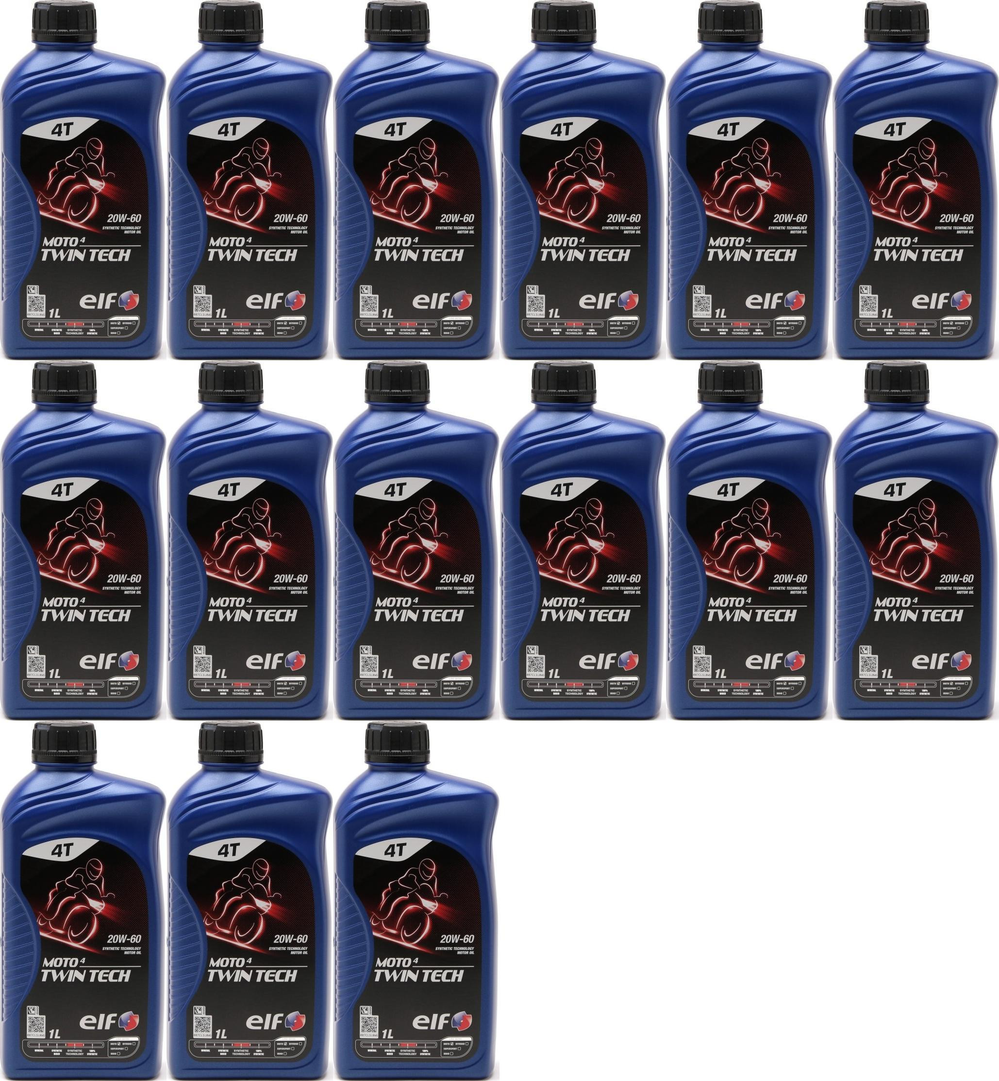 Elf Moto 4 Twin Tech 20W-60 4T Motorrad Motoröl 15x 1l = 15 Liter