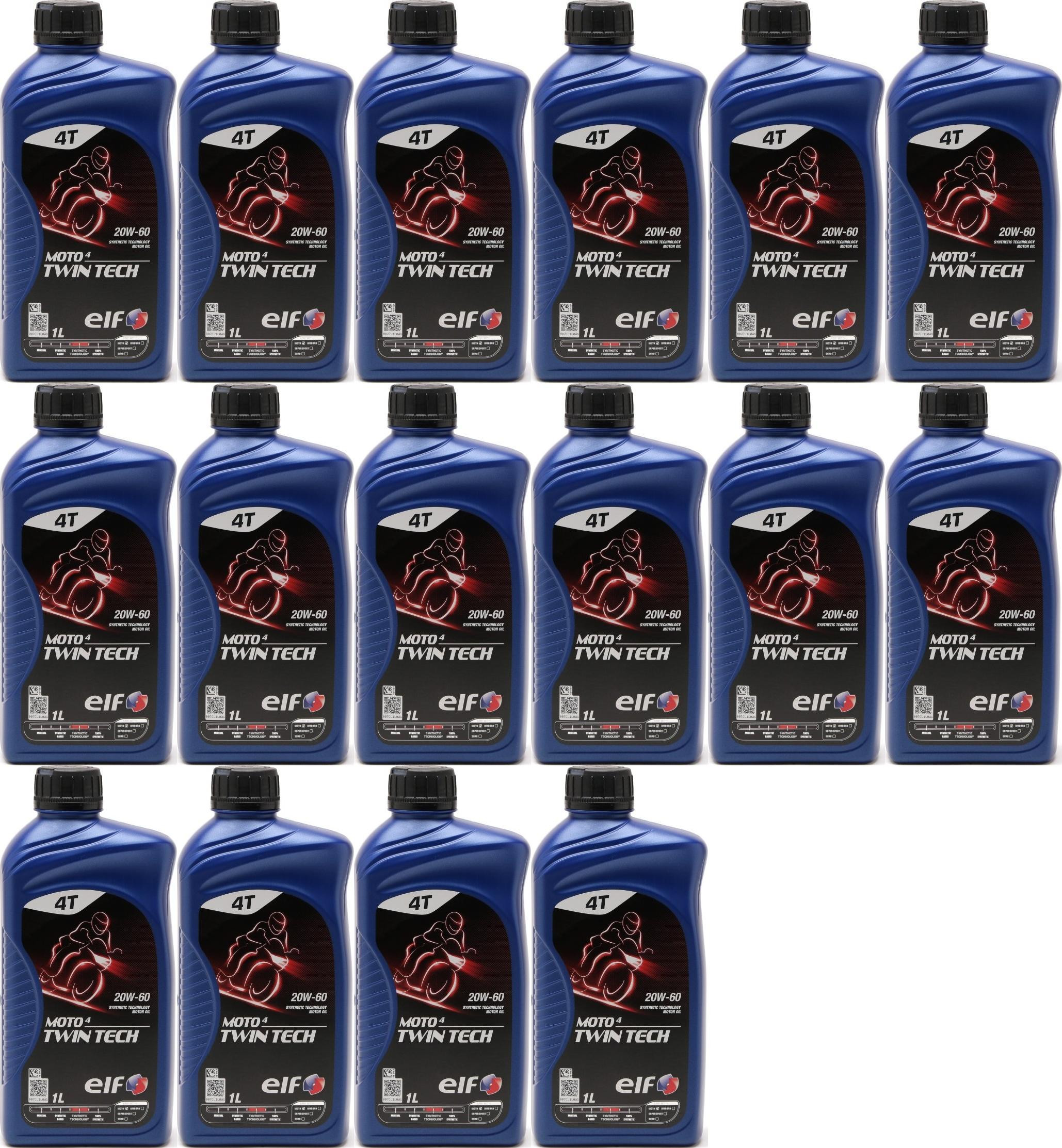 Elf Moto 4 Twin Tech 20W-60 4T Motorrad Motoröl 16x 1l = 16 Liter