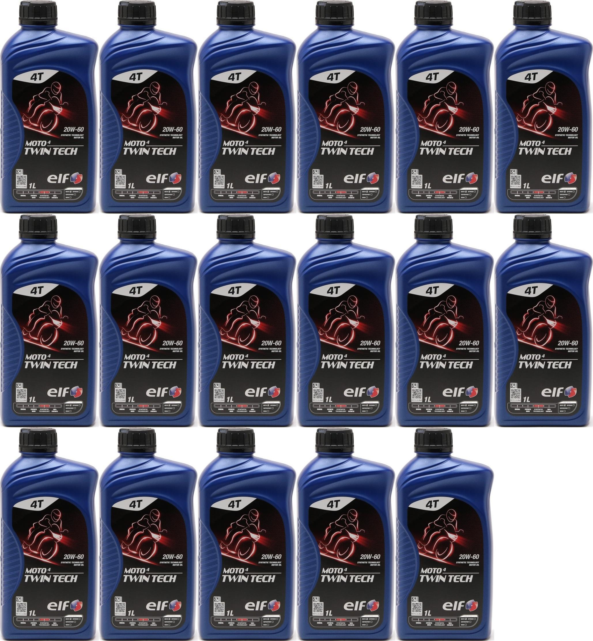 Elf Moto 4 Twin Tech 20W-60 4T Motorrad Motoröl 17x 1l = 17 Liter