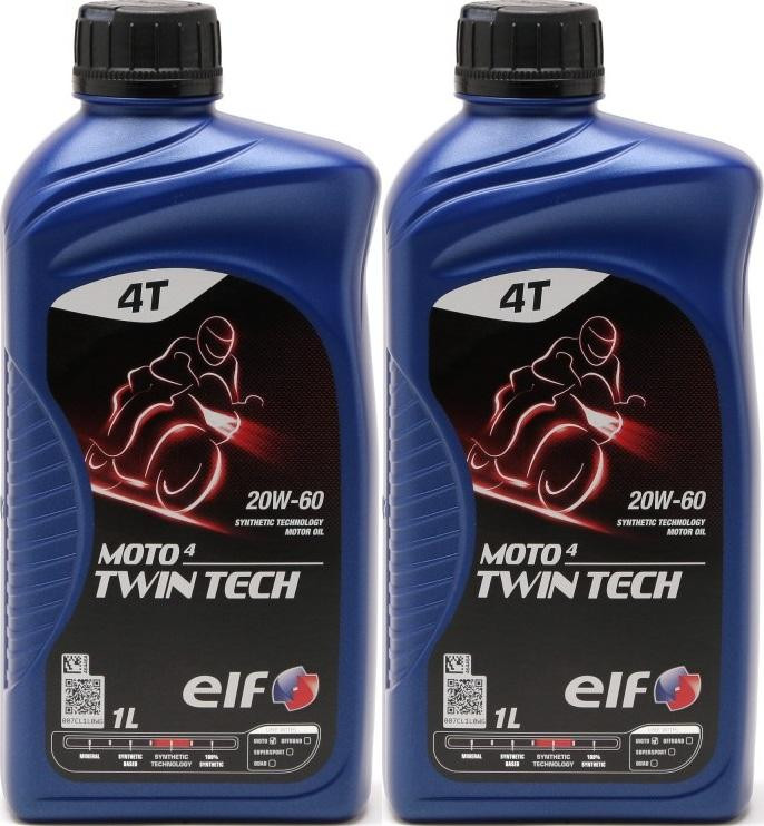 Elf Moto 4 Twin Tech 20W-60 4T Motorrad Motoröl 2x 1l = 2 Liter