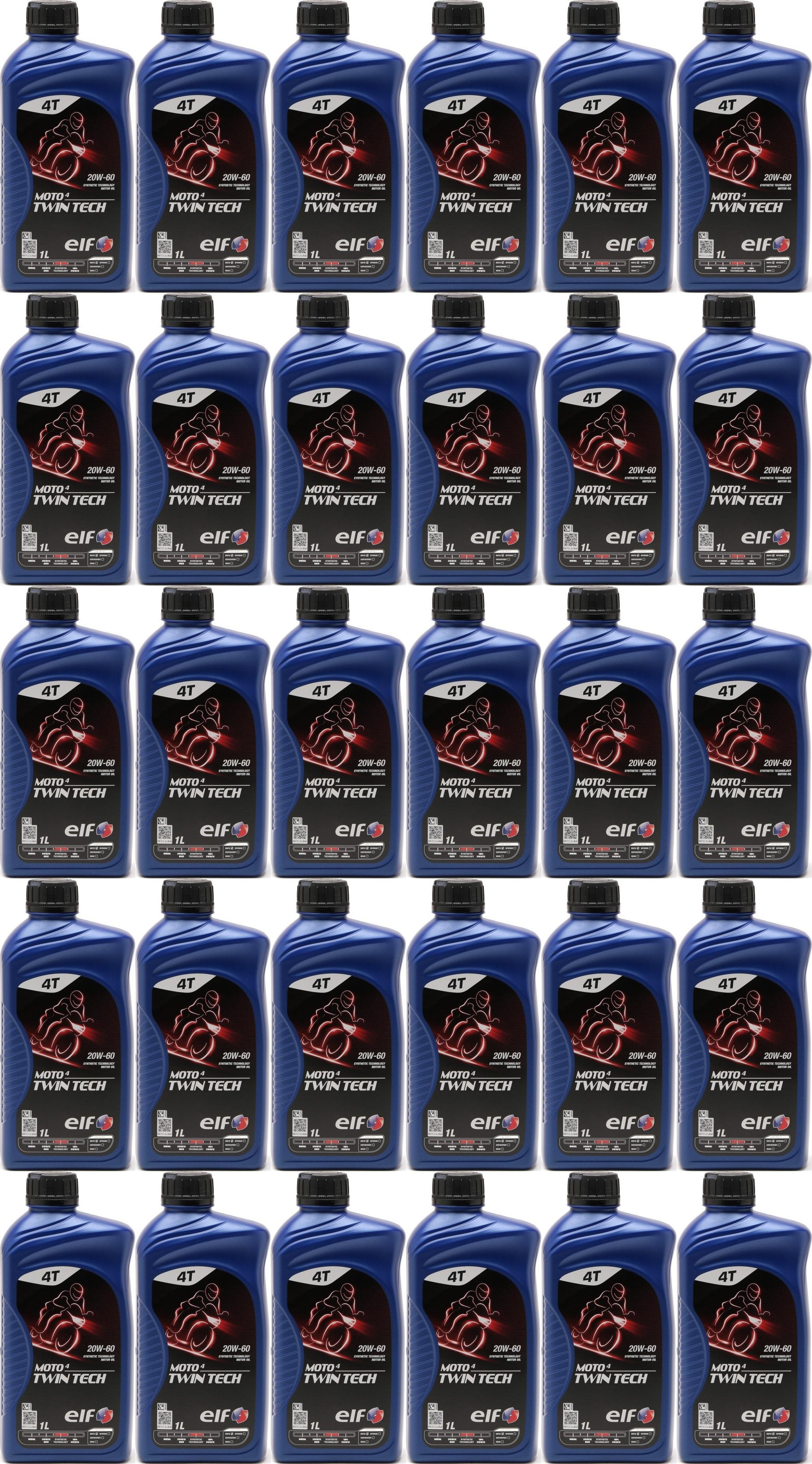 Elf Moto 4 Twin Tech 20W-60 4T Motorrad Motoröl 30x 1l = 30 Liter
