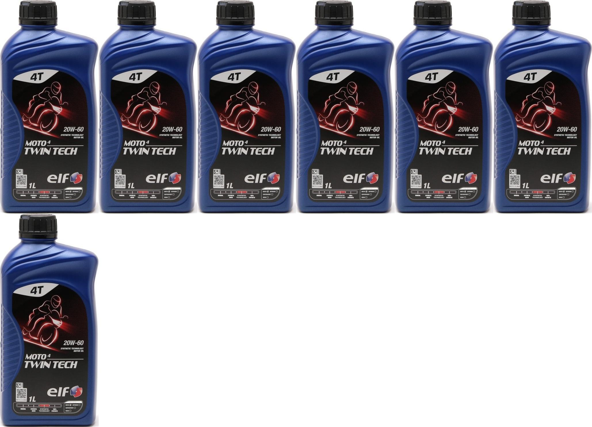 Elf Moto 4 Twin Tech 20W-60 4T Motorrad Motoröl 7x 1l = 7 Liter