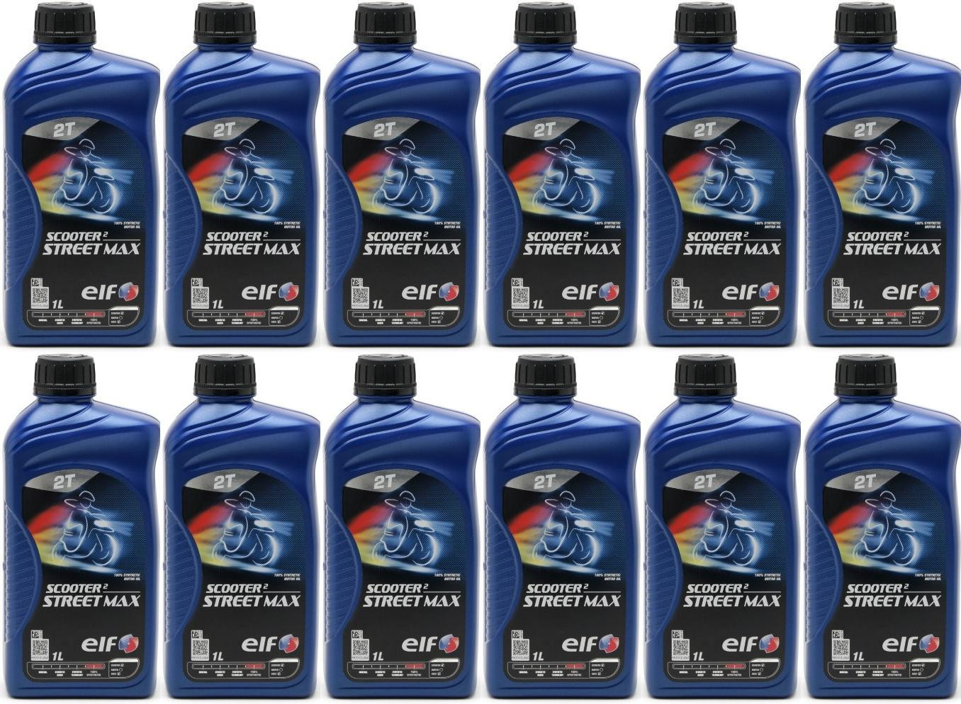 Elf Scooter 2 Street Max teilsynthetisches Motorrad Motoröl 12x 1l = 12 Liter