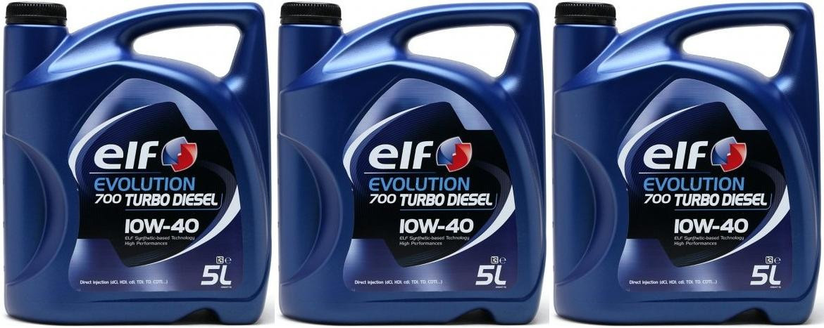 Elf Evolution 700 Turbo Diesel 10W-40 Motoröl 3x 5 = 15 Liter