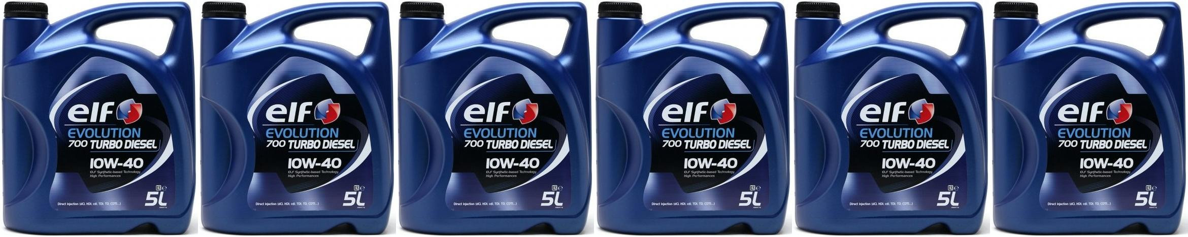 Elf Evolution 700 Turbo Diesel 10W-40 Motoröl 6x 5 = 30 Liter