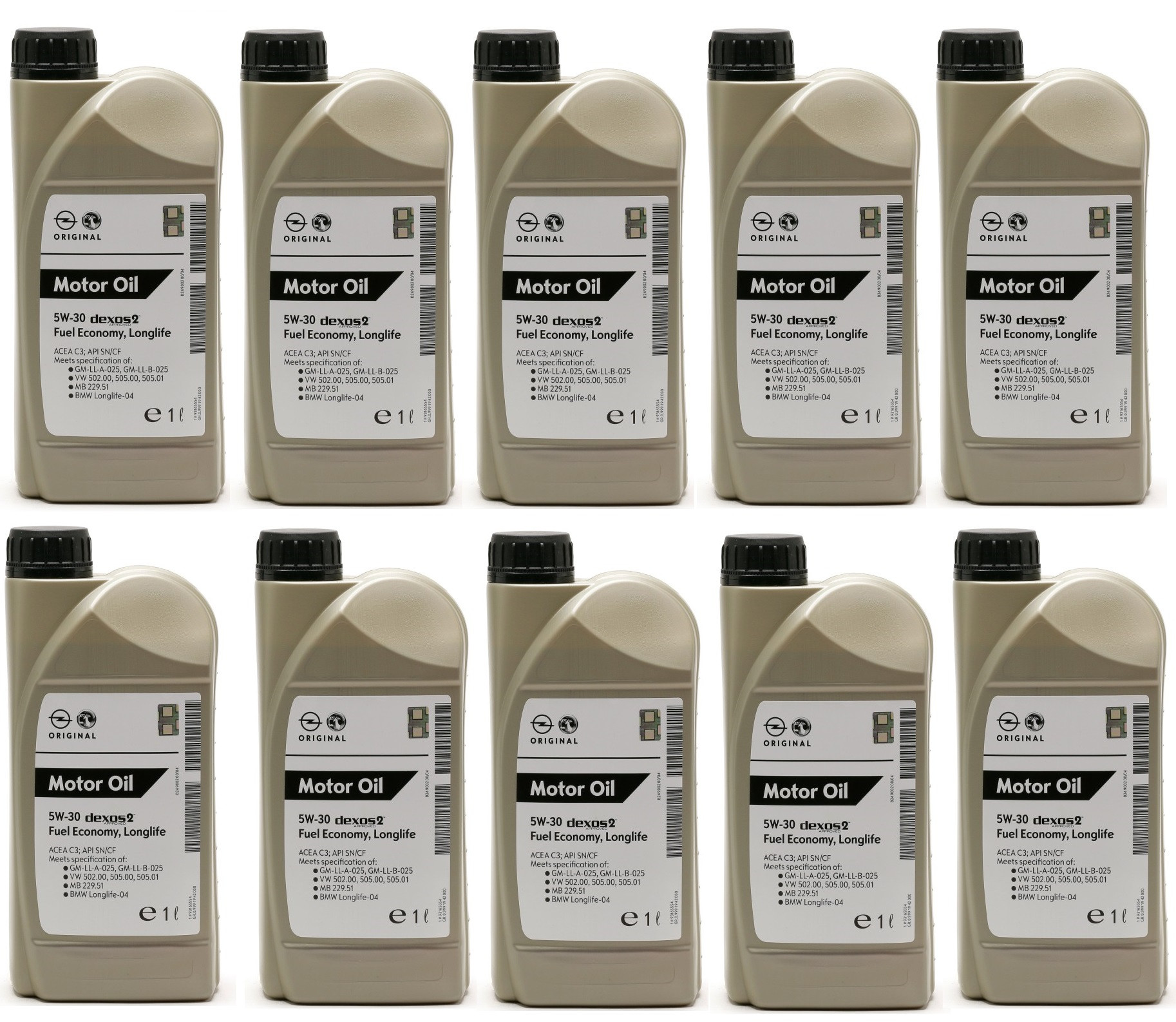 Original GM Genuine Opel 5W-30 dexos2 Longlife 1942000 Motoröl 10x 1l = 10 Liter