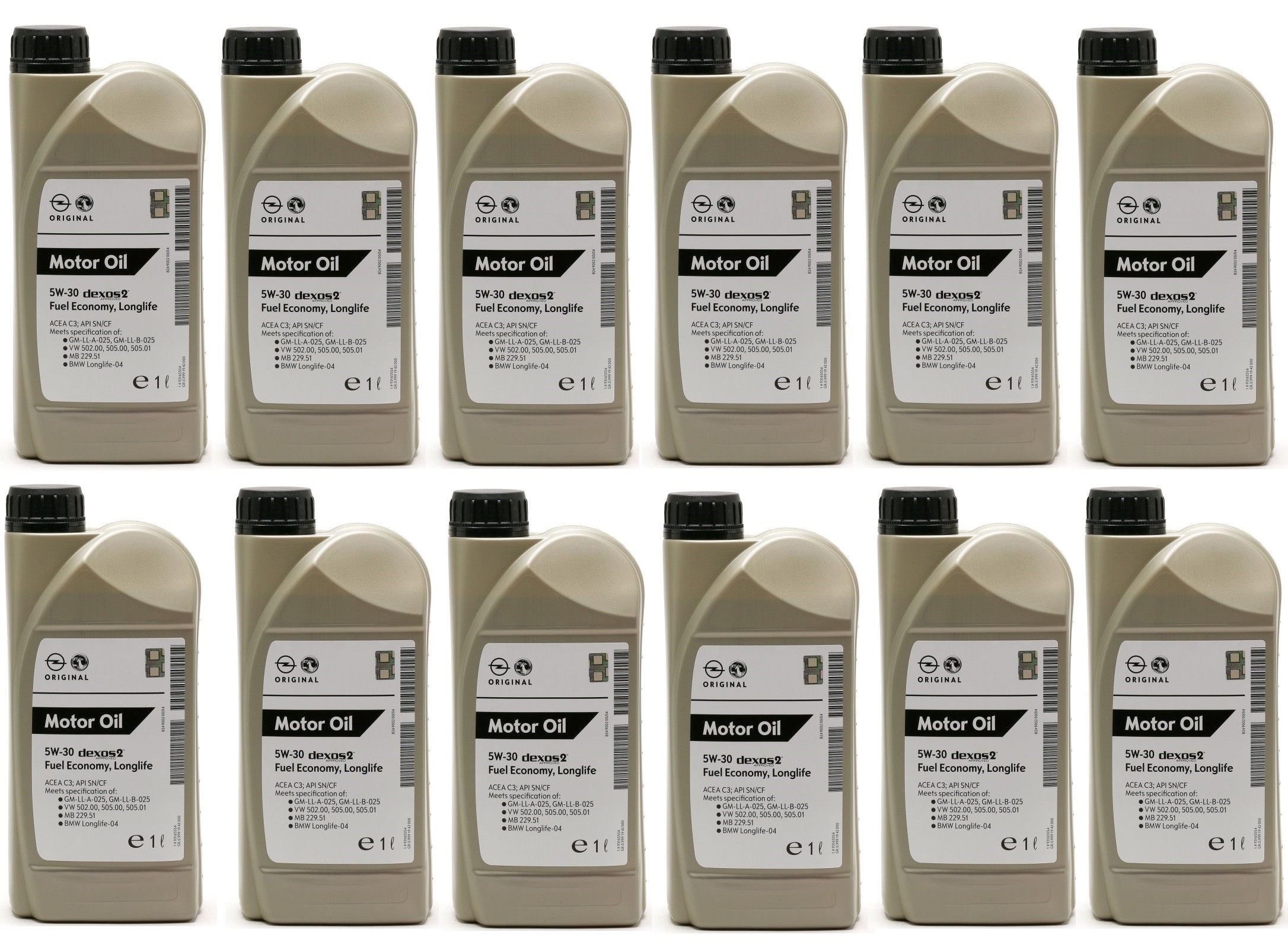Original GM Genuine Opel 5W-30 dexos2 Longlife 1942000 Motoröl 12x 1l = 12 Liter