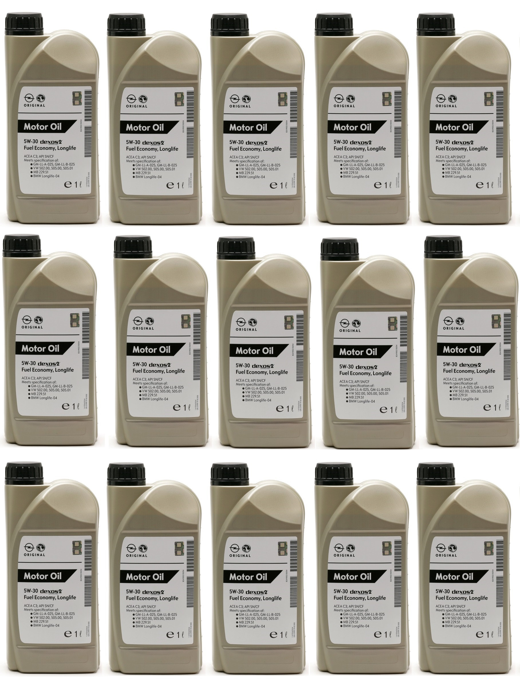 Original GM Genuine Opel 5W-30 dexos2 Longlife 1942000 Motoröl 15x 1l = 15 Liter