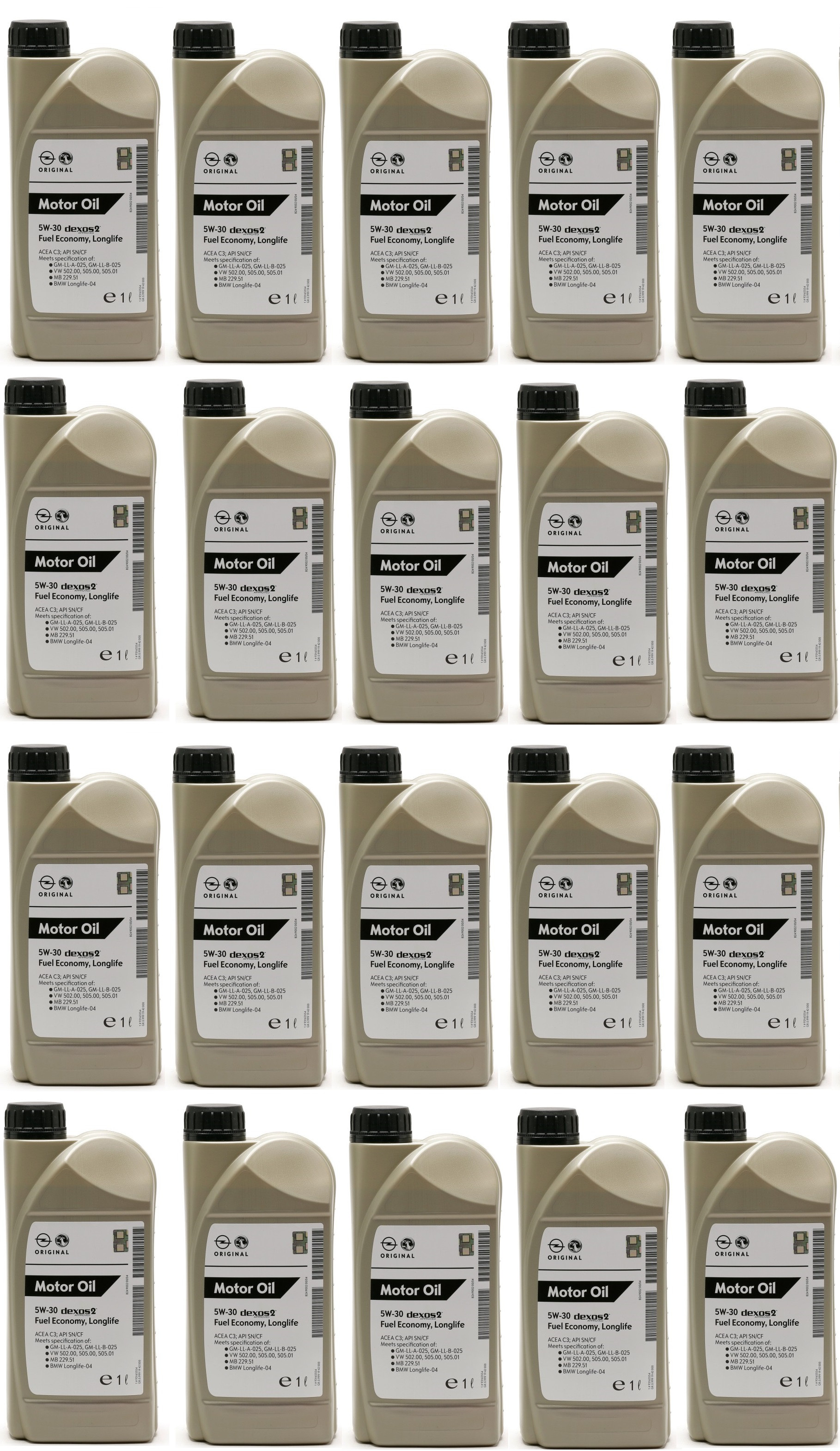 Original GM Genuine Opel 5W-30 dexos2 Longlife 1942000 Motoröl 20x 1l = 20 Liter