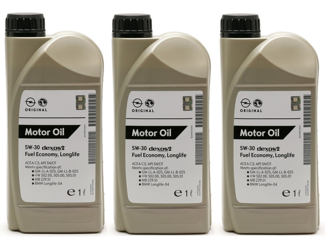 Original GM Genuine Opel 5W-30 dexos2 Longlife 1942000 Motoröl 3x 1l = 3 Liter