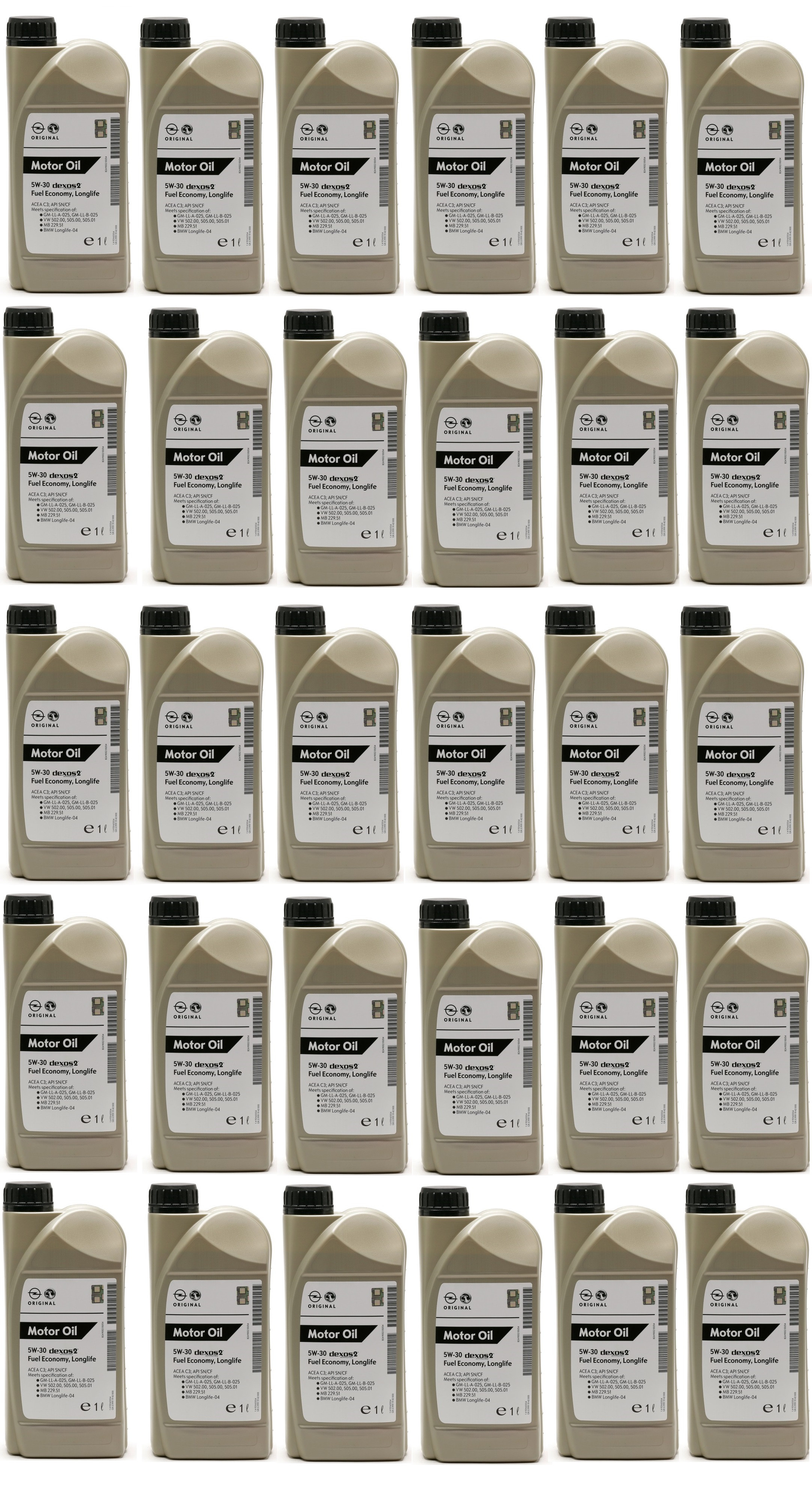 Original GM Genuine Opel 5W-30 dexos2 Longlife 1942000 Motoröl 30x 1l = 30 Liter