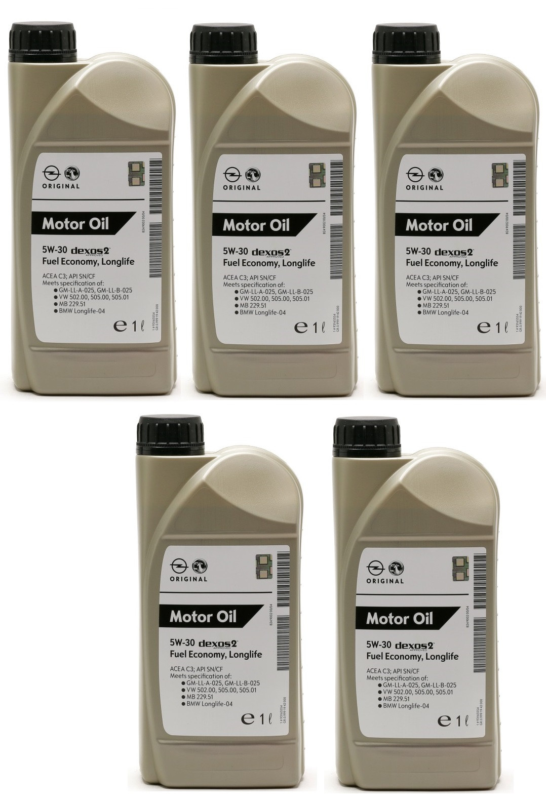 Original GM Genuine Opel 5W-30 dexos2 Longlife 1942000 Motoröl 5x 1l = 5 Liter