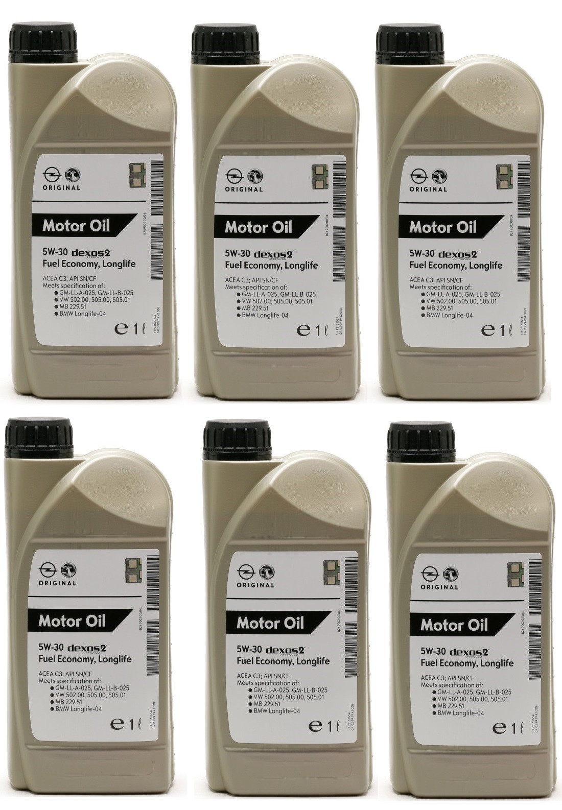 Original GM Genuine Opel 5W-30 dexos2 Longlife 1942000 Motoröl 6x 1l = 6 Liter