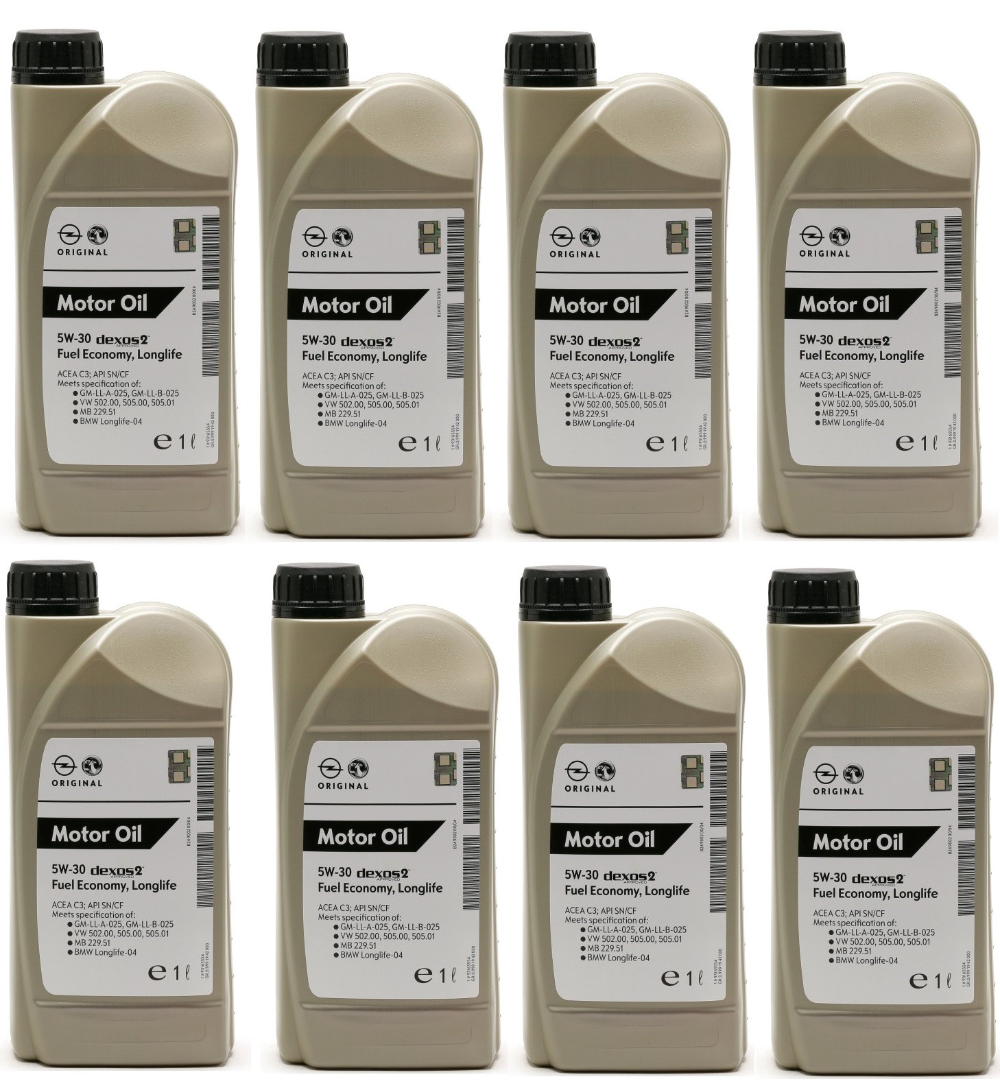 Original GM Genuine Opel 5W-30 dexos2 Longlife 1942000 Motoröl 8x 1l = 8 Liter