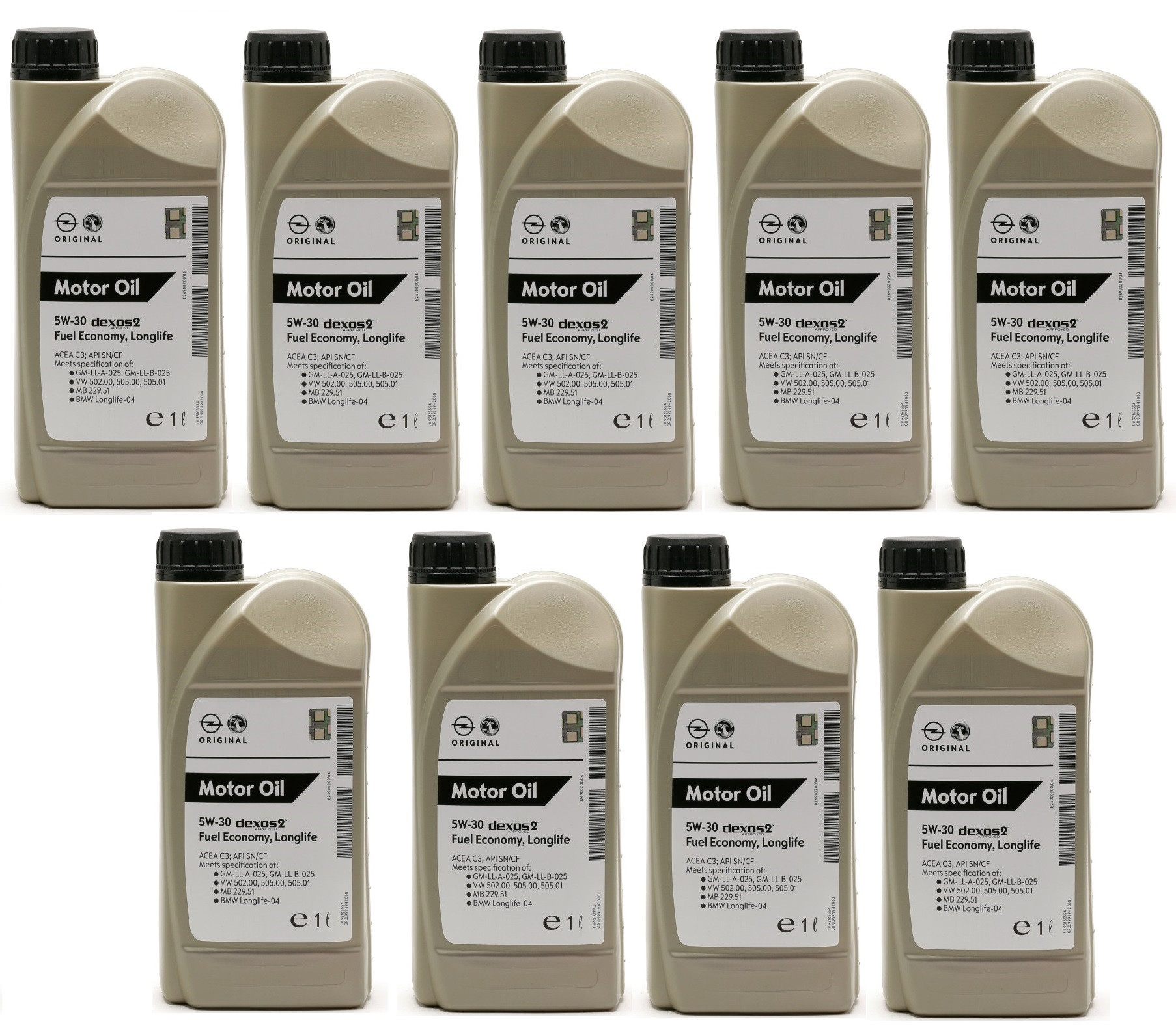 Original GM Genuine Opel 5W-30 dexos2 Longlife 1942000 Motoröl 9x 1l = 9 Liter