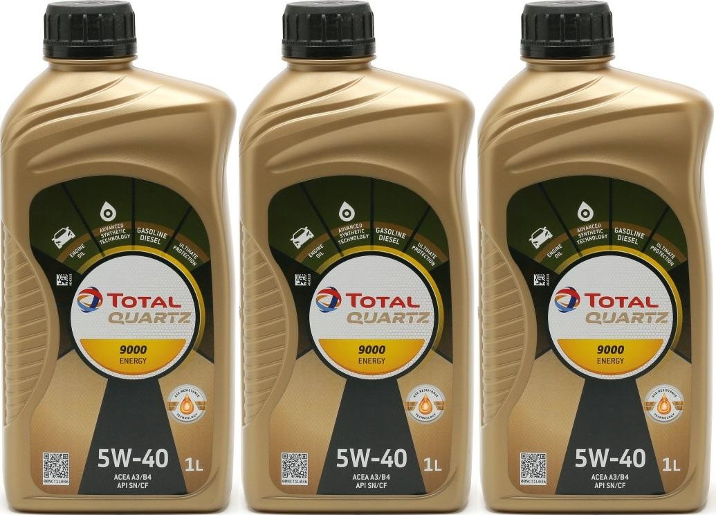 TOTAL Quartz 9000 Energy 5W-40 Motoröl 3x 1l = 3 Liter