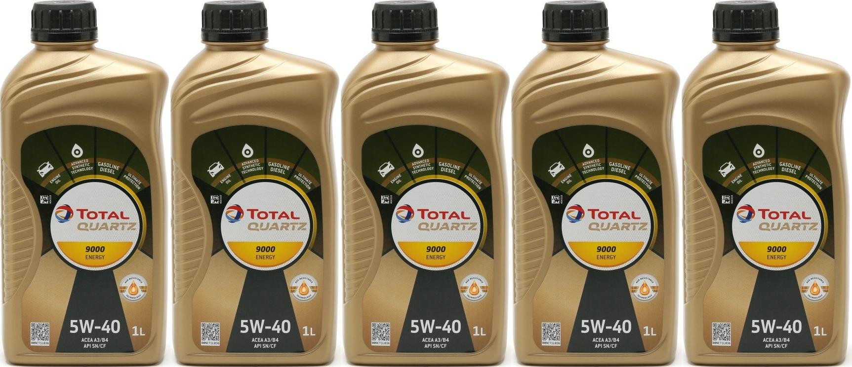 TOTAL Quartz 9000 Energy 5W-40 Motoröl 5x 1l = 5 Liter