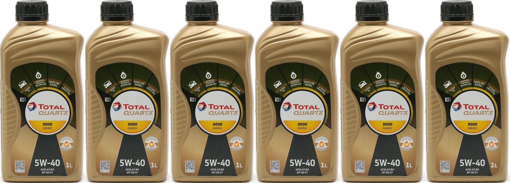 TOTAL Quartz 9000 Energy 5W-40 Motoröl 6x 1l = 6 Liter