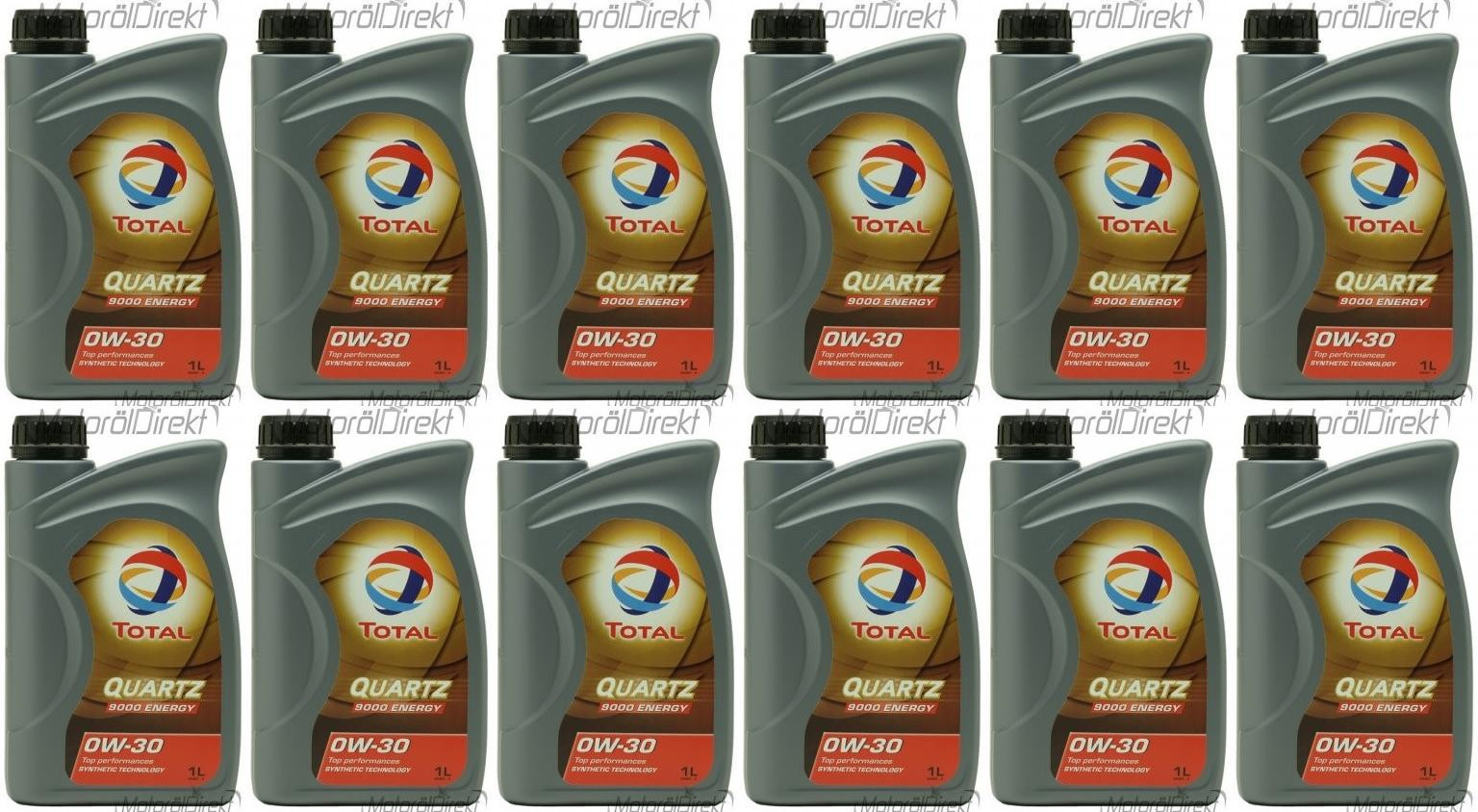 TOTAL Quartz Energy 9000 0W-30 Motoröl 12x 1l = 12 Liter