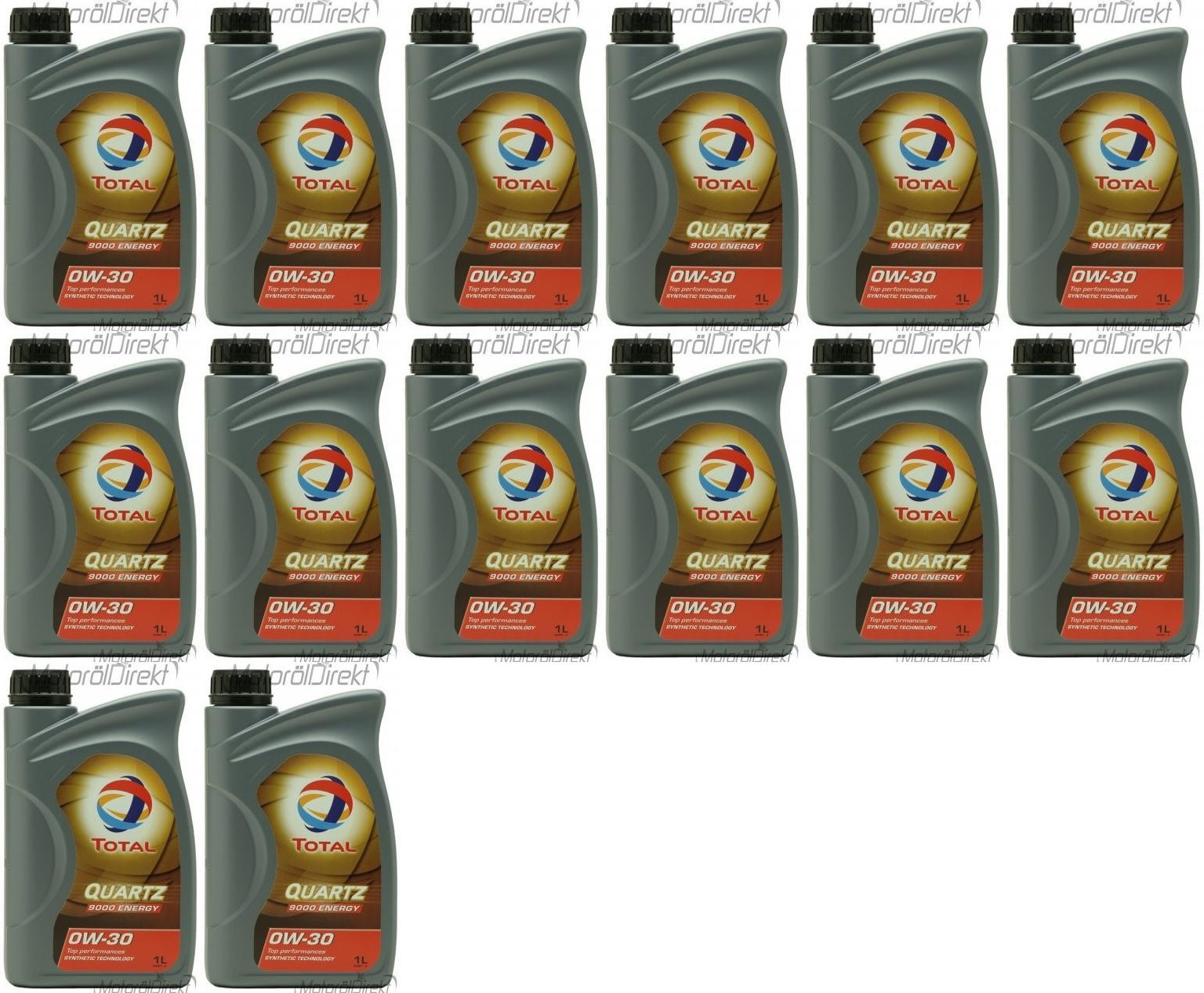 TOTAL Quartz Energy 9000 0W-30 Motoröl 14x 1l = 14 Liter
