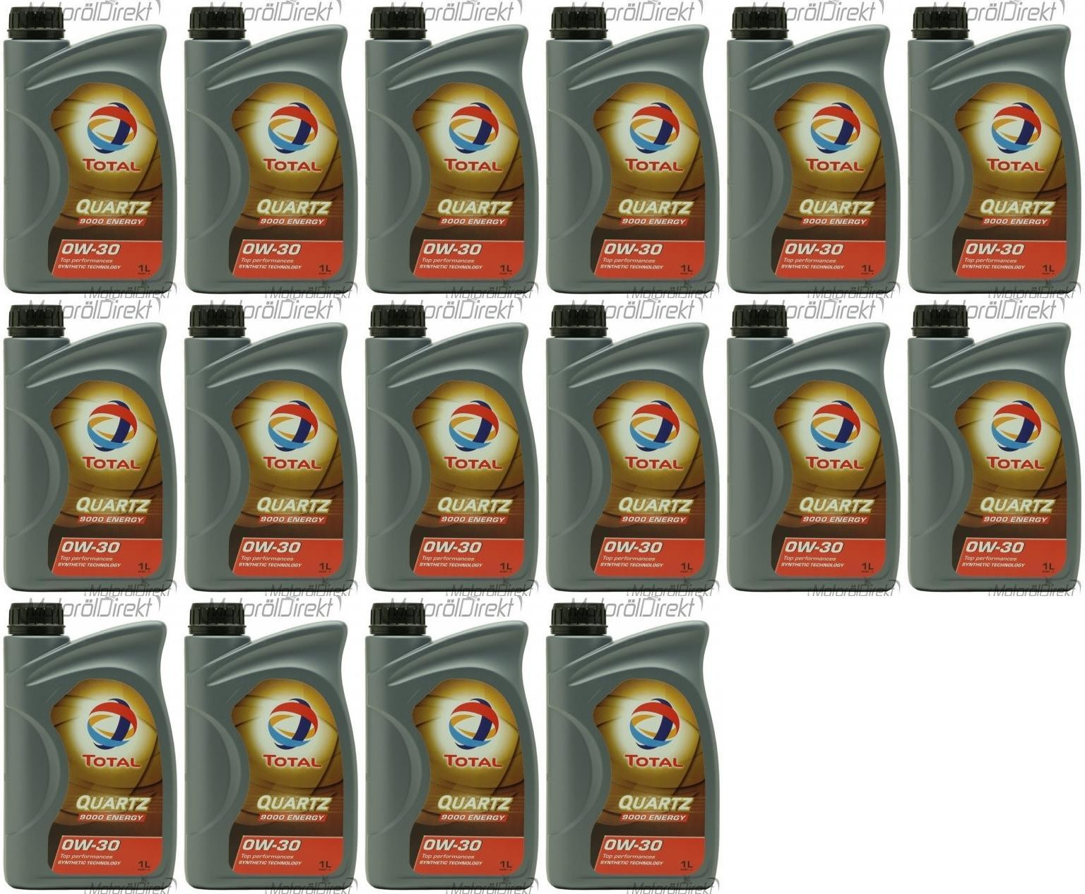 TOTAL Quartz Energy 9000 0W-30 Motoröl 16x 1l = 16 Liter