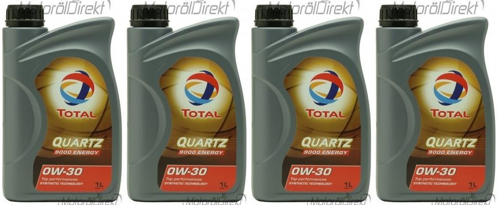 TOTAL Quartz Energy 9000 0W-30 Motoröl 4x 1l = 4 Liter