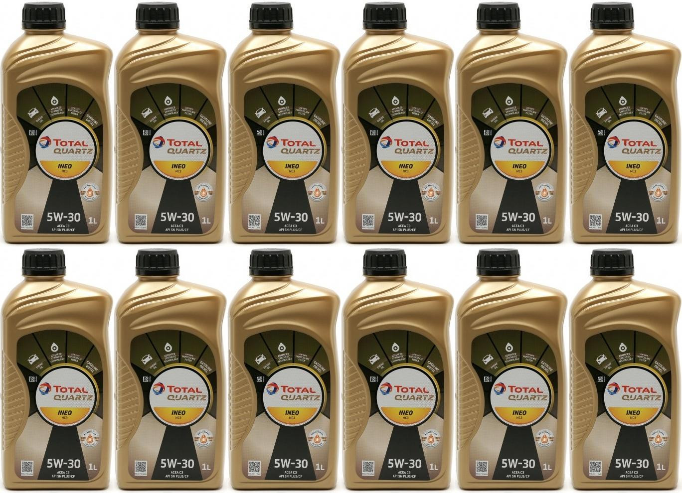 TOTAL Quartz Ineo MC3 5W-30 Motoröl 12x 1l = 12 Liter
