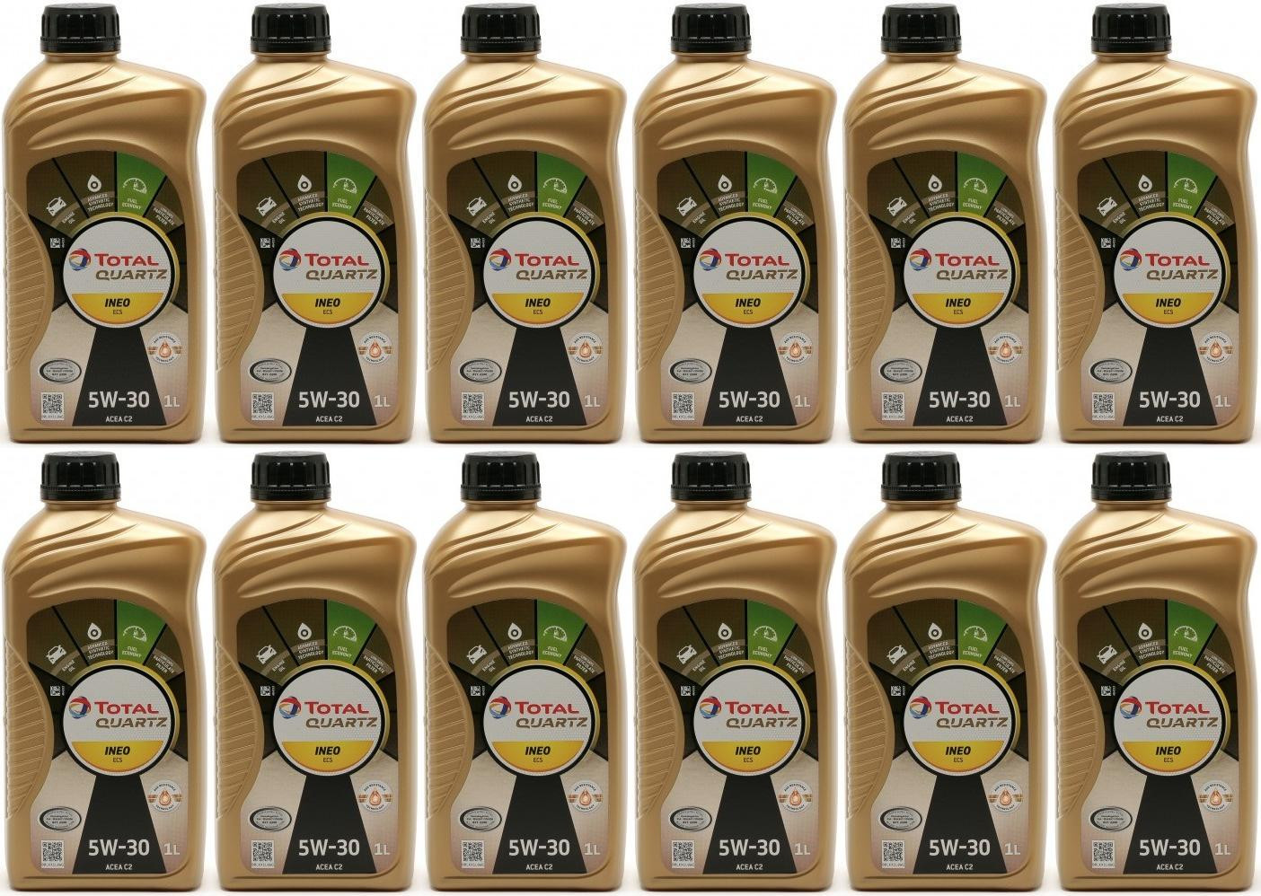 TOTAL Quartz Ineo ECS 5W-30 Motoröl 12x 1l = 12 Liter